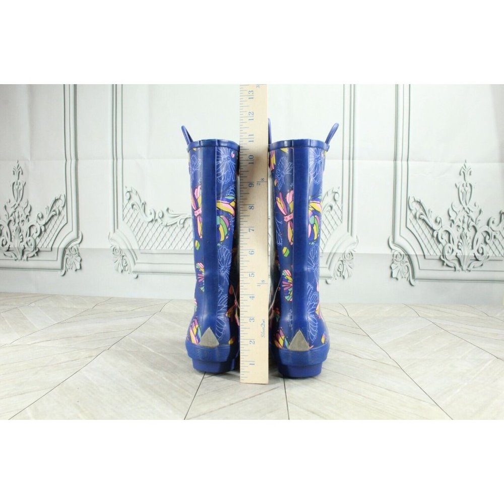 LL Bean Wellies Blue Butterfly Waterproof Rain Boots Size 3 - Picture 9 of 10